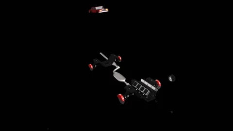 Red Car Assembling From Parts Stock Footage 120986302