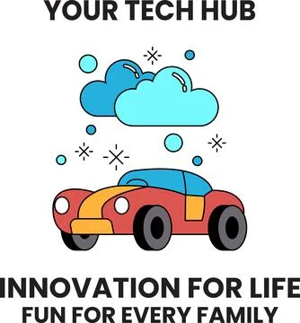 A red car with a cloud in the background Stock Illustration