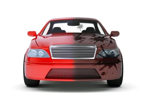 Red car with dirty side Stock Illustration