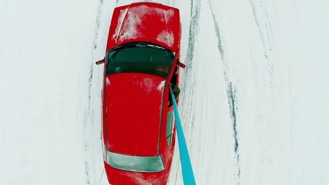 Red car drift on ice HD 動画素材 79167336