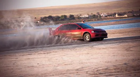 Red car drift Stock Photos