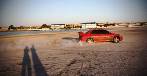 Red car drift Stock Photos