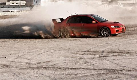 Red car drift Stock-Fotos