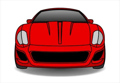 Red Car, Front view. Fast Racing car. Modern flat Vector illustration on whit Stock Illustration