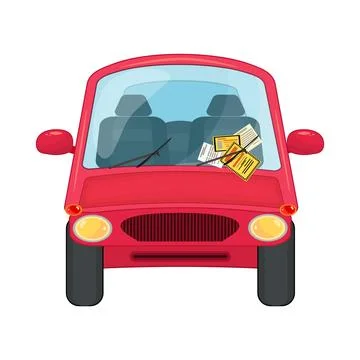 Red car front view isolated on white background. Stock Illustration