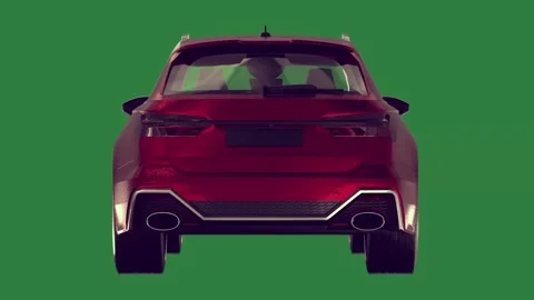 A red car on green screen and the rear of animated chromakey background depth Видео 335122273