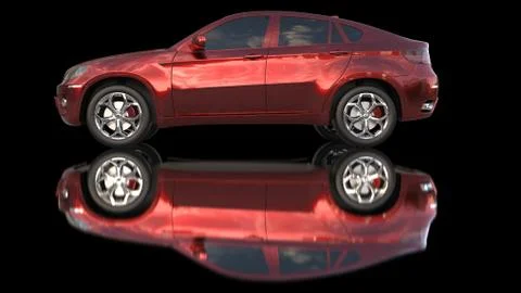 Red car with ground reflection Illustration