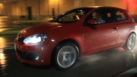 Red Car on the Highway Stock Footage 137549946