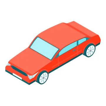 Red car icon, isometric style Stock Illustration
