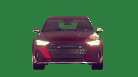 A red car isolated on green screen background Stock Footage 336968830