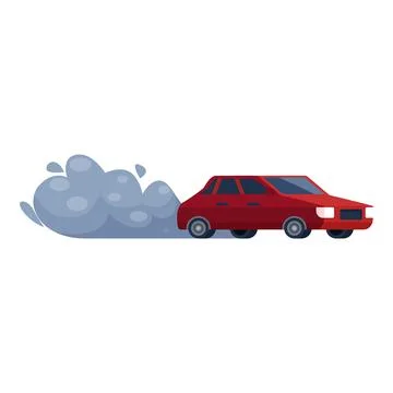Red car leaving smoke cloud while driving fast Stock Illustration
