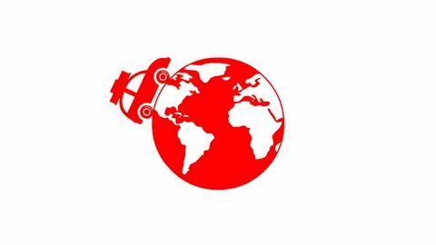 Red car planet white Stock Footage 233961703