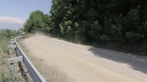 Red car at the rally in the forest Stock Footage 83323328