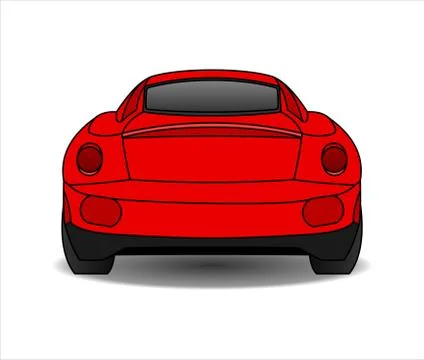 Red Car, Rear view. Fast Racing car. Modern flat Vector illustration on white Stock Illustration