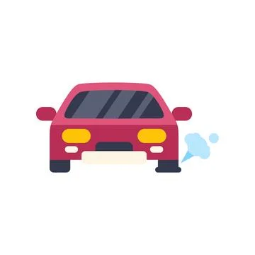 Red car receiving a flat tire puncture assistance Stock Illustration