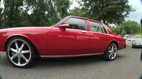 Red car rims Stock Footage 7744885