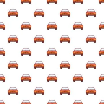 Red car seamless pattern repeating vehicle background Stockillustratie