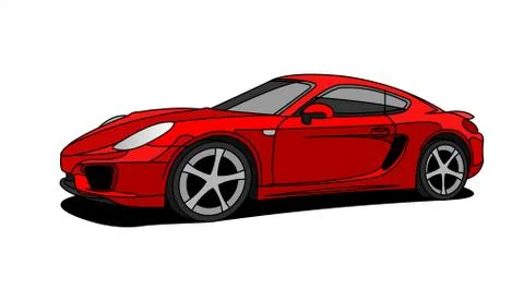 Red Car, Side view, Three-quarter view. Fast Racing car. Sport car. Modern fl Stock Illustration