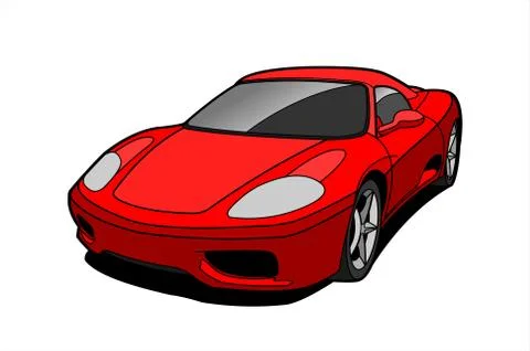 Red Car, Side view, Three-quarter view. Fast Racing car. Sport car. Modern fl Stock Illustration