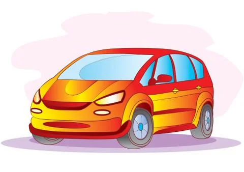 Red car stands on nature, vector illustration, Stock Illustration