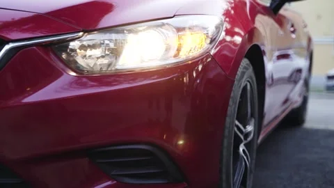 Red car stops Video stock 146744942