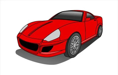 Red Car, Three-quarter view. Fast Racing car. Modern flat Vector illustration Stock Illustration