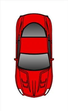 Red Car, Top view. Fast Racing car. Modern flat Vector illustration on white  Stock Illustration