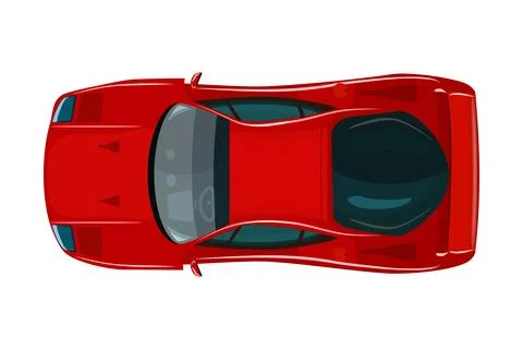 Red car from top view isolated on white background. Delivery automobile. Stock Illustration