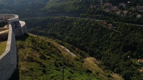Red Car Tracking In Mountains Stock Footage 95067755