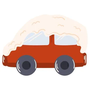 Red Car under the snow. Stock Illustration