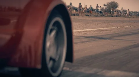 Red car wait then starting Summer Drift Competition Stock Footage 62650222