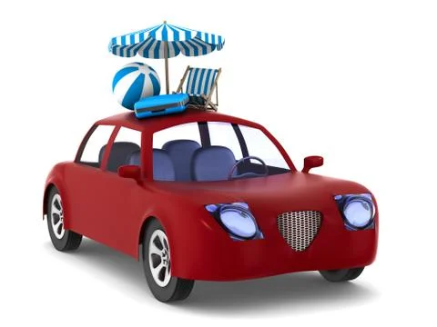 Red car on white background. Isolated 3D illustration Illustrazione stock