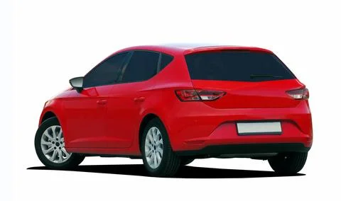 Red car on white background 库存照片