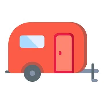 Red caravan icon showing a mobile home for camping and leisure travel, journey Stock Illustration