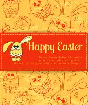 Red card with easter bunny Illustrazione stock