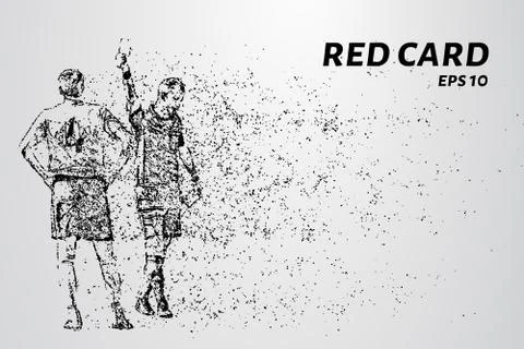 Red card of the particles. Referee gives player red card consists of dots and Stock Illustration