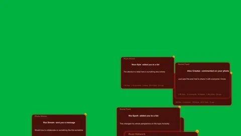 Red card popping into corner, stacking, cascading out, clearing on transparent Stock Footage 333972349