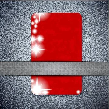 Red card  texture on a metal background with place for your t Stock Illustration