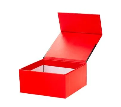 Red Cardboard Box Side View Open Isolated on White Stock Photos