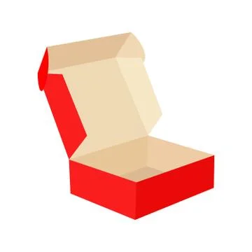 Red cardboard open box isolated on white background Stock Illustration