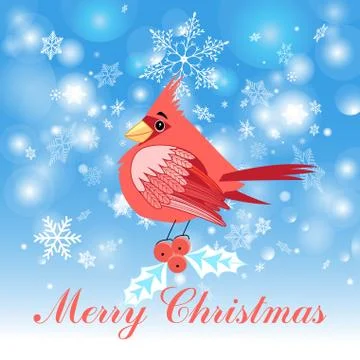Red cardinal bird Stock Illustration