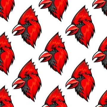 Red cardinal bird seamless pattern Stock Illustration