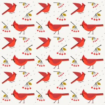 Red cardinal bird set Stock Illustration