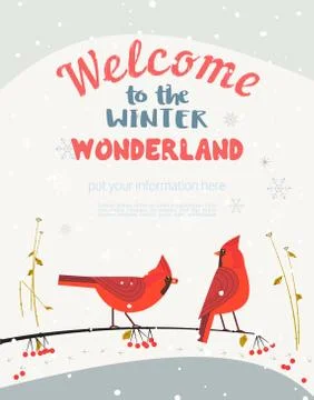 Red cardinal bird set Stock Illustration