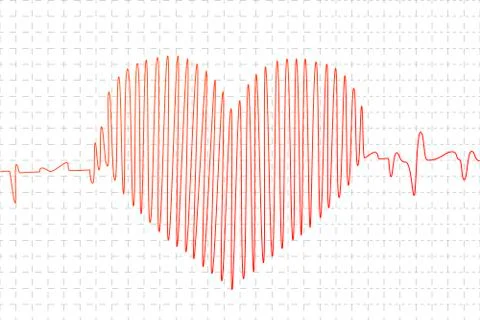 Red cardiogram graph in heart shape Stock Illustration