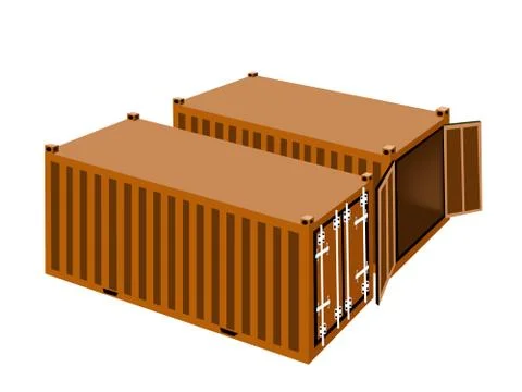 A red cargo container on white background Illustrazione stock