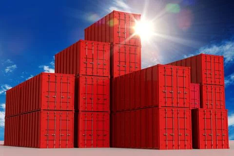 Red Cargo Containers Stock Photos