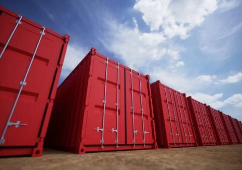 Red cargo containers in the row Stock Illustration