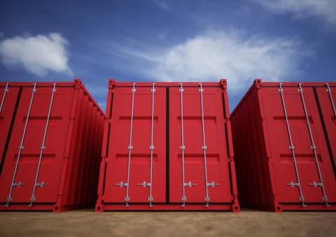 Red cargo containers in the row Stock Illustration