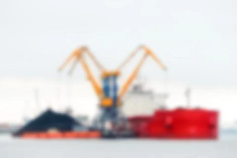 Red cargo ship - blurred image 스톡 사진